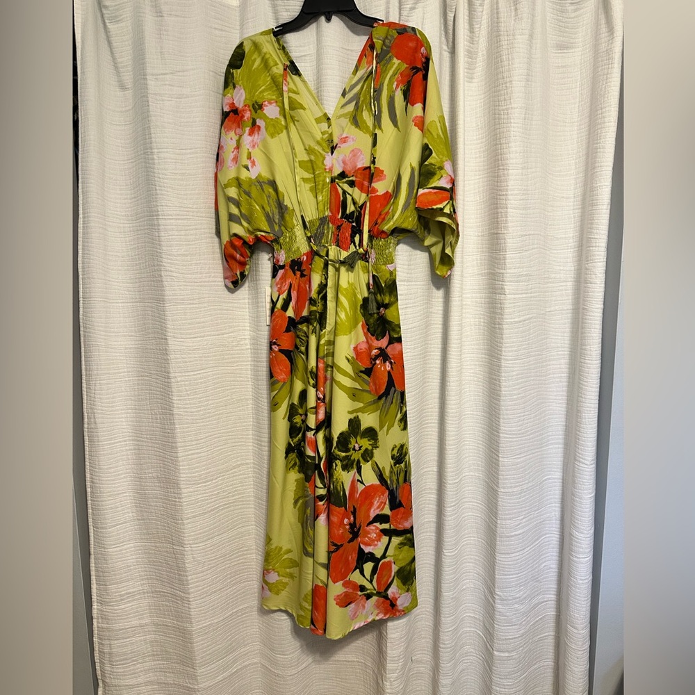Floral Green and Orange Women's Dress